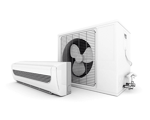 An image of an air conditioner and heat pump on a white background, providing both cooling and heating functions.