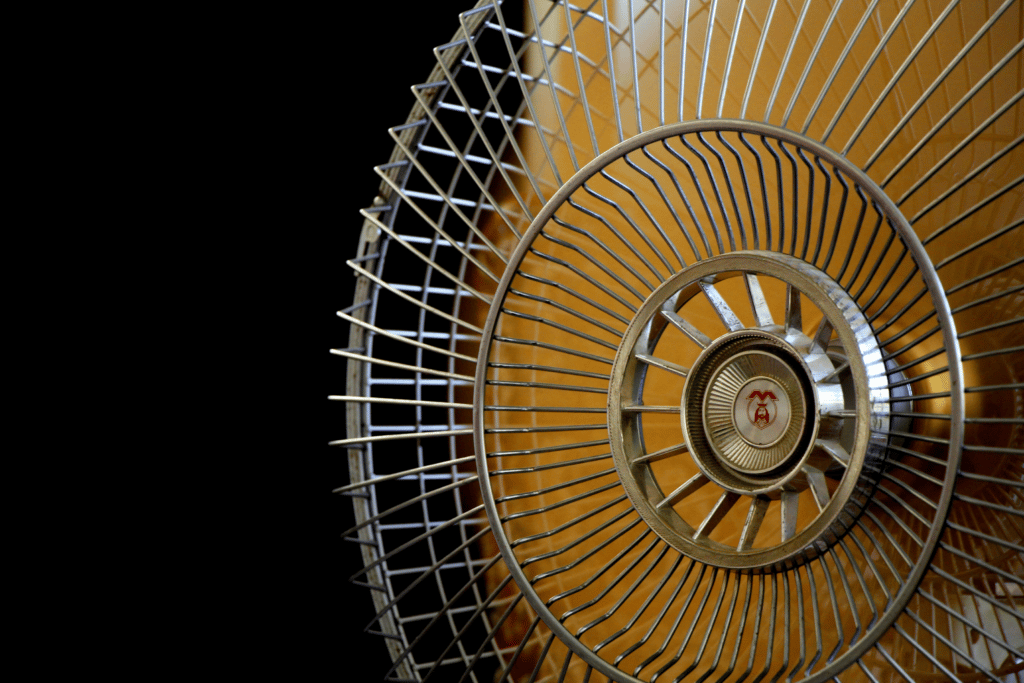 A fan whirring.